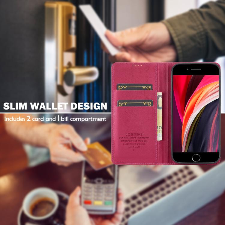 For iPhone 16e LC.IMEEKE L1 Series Frosted Fine Texture PU Phone Case(Red) by LC.IMEEKE