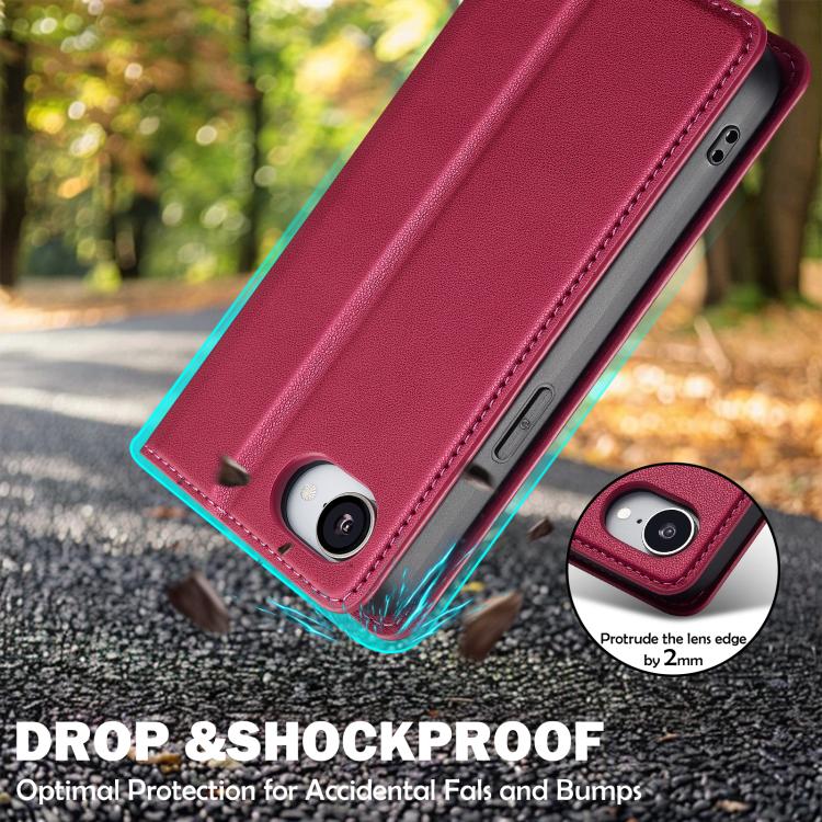 For iPhone 16e LC.IMEEKE L1 Series Frosted Fine Texture PU Phone Case(Red) by LC.IMEEKE