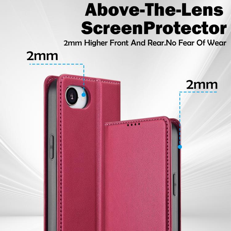 For iPhone 16e LC.IMEEKE L1 Series Frosted Fine Texture PU Phone Case(Red) by LC.IMEEKE