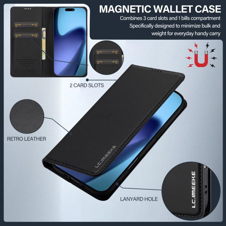 For iPhone Air LC.IMEEKE L1 Series Frosted Fine Texture PU Phone Case(Black) by LC.IMEEKE