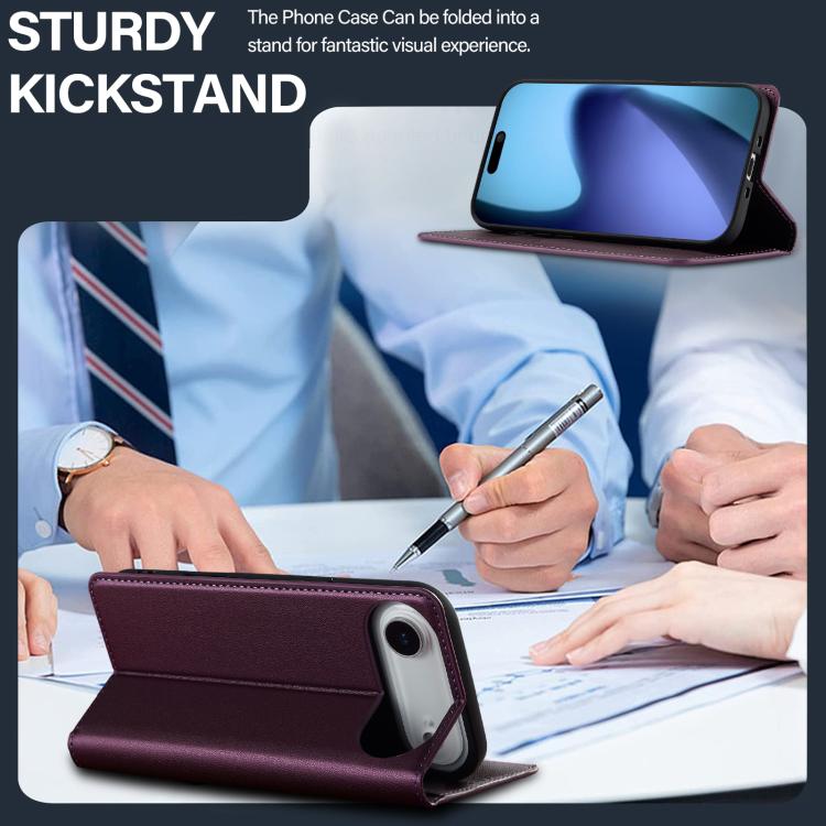 For iPhone Air LC.IMEEKE L1 Series Frosted Fine Texture PU Phone Case(Purple) by LC.IMEEKE