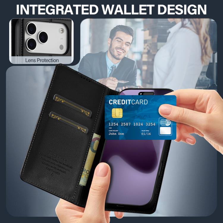 For iPhone 17 Pro LC.IMEEKE L1 Series Frosted Fine Texture PU Phone Case(Black) by LC.IMEEKE