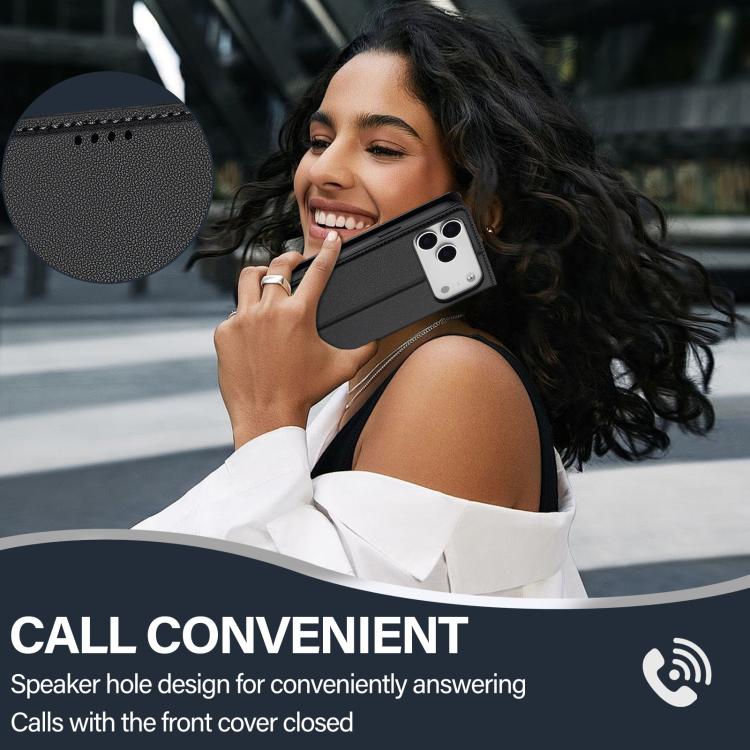 For iPhone 17 Pro LC.IMEEKE L1 Series Frosted Fine Texture PU Phone Case(Black) by LC.IMEEKE