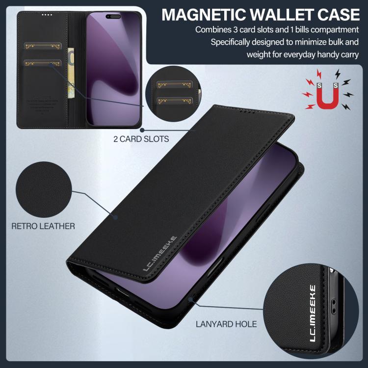 For iPhone 17 Pro LC.IMEEKE L1 Series Frosted Fine Texture PU Phone Case(Black) by LC.IMEEKE