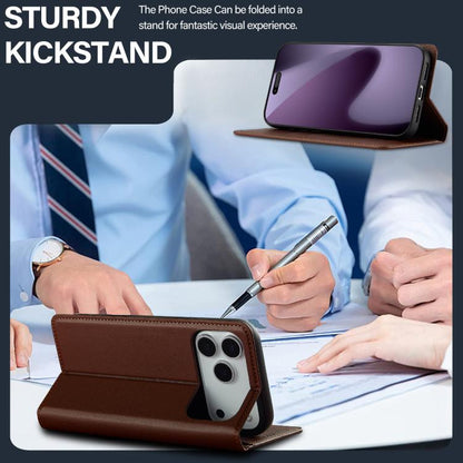 For iPhone 17 Pro LC.IMEEKE L1 Series Frosted Fine Texture PU Phone Case(Brown) by LC.IMEEKE