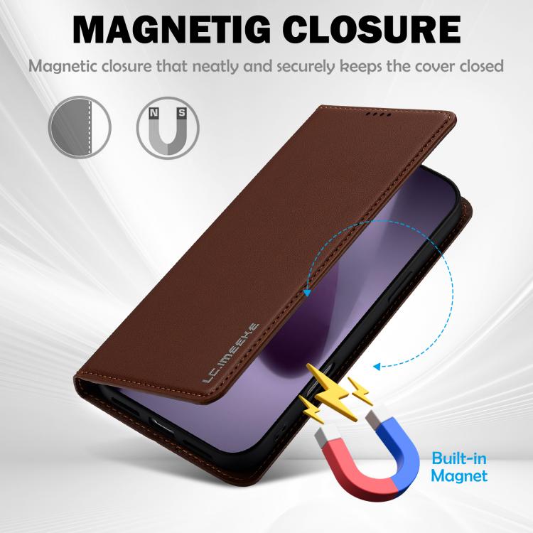 For iPhone 17 Pro LC.IMEEKE L1 Series Frosted Fine Texture PU Phone Case(Brown) by LC.IMEEKE