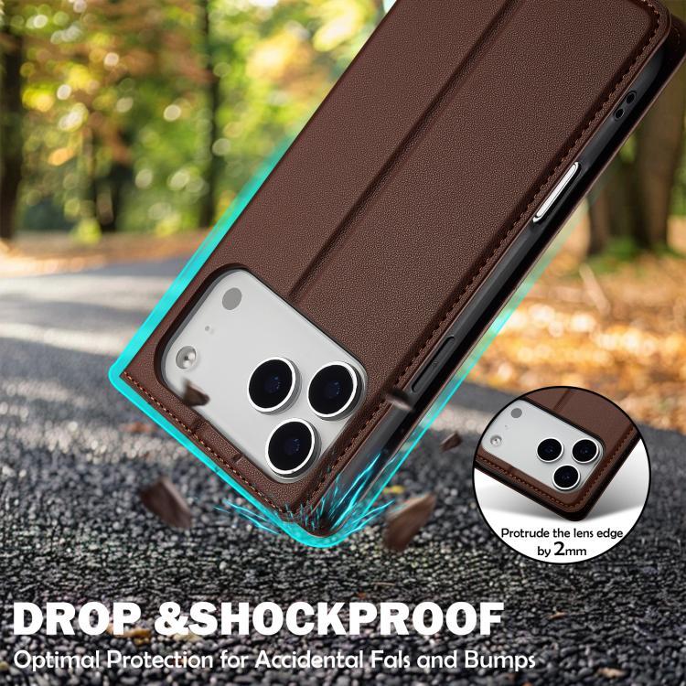 For iPhone 17 Pro LC.IMEEKE L1 Series Frosted Fine Texture PU Phone Case(Brown) by LC.IMEEKE