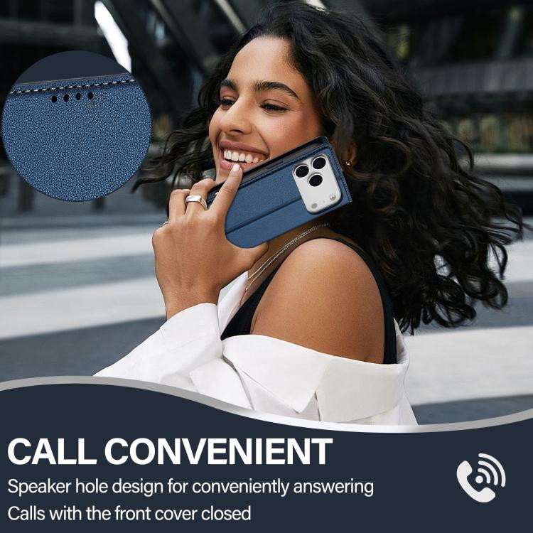 For iPhone 17 Pro LC.IMEEKE L1 Series Frosted Fine Texture PU Phone Case(Blue) by LC.IMEEKE