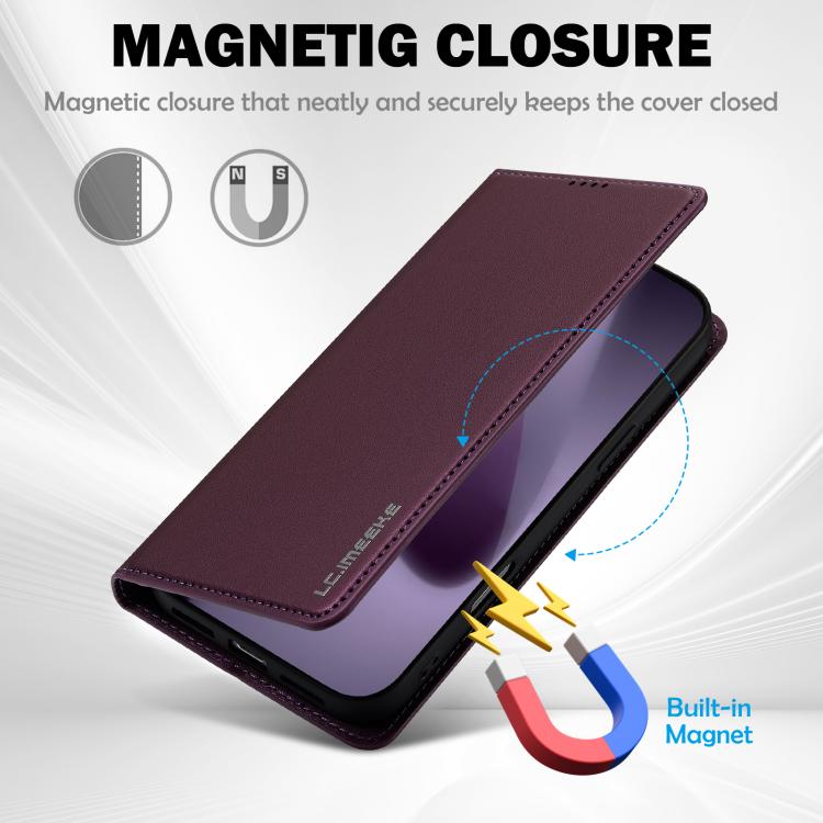 For iPhone 17 Pro LC.IMEEKE L1 Series Frosted Fine Texture PU Phone Case(Purple) by LC.IMEEKE