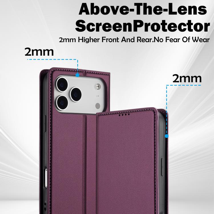 For iPhone 17 Pro LC.IMEEKE L1 Series Frosted Fine Texture PU Phone Case(Purple) by LC.IMEEKE