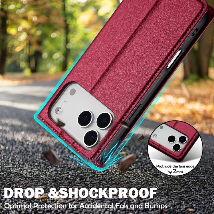 For iPhone 17 Pro LC.IMEEKE L1 Series Frosted Fine Texture PU Phone Case(Red) by LC.IMEEKE