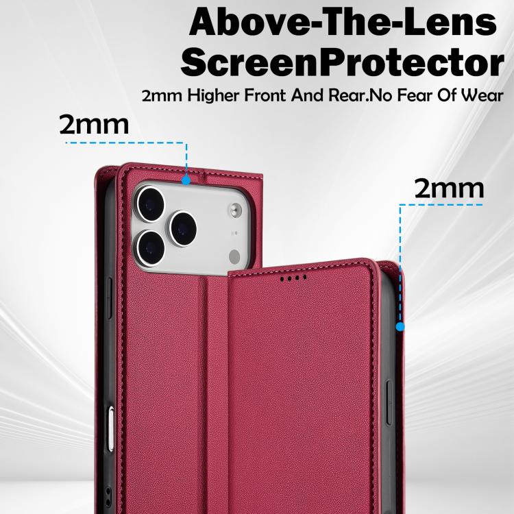 For iPhone 17 Pro LC.IMEEKE L1 Series Frosted Fine Texture PU Phone Case(Red) by LC.IMEEKE
