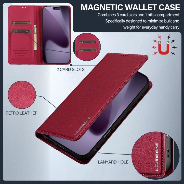 For iPhone 17 Pro LC.IMEEKE L1 Series Frosted Fine Texture PU Phone Case(Red) by LC.IMEEKE