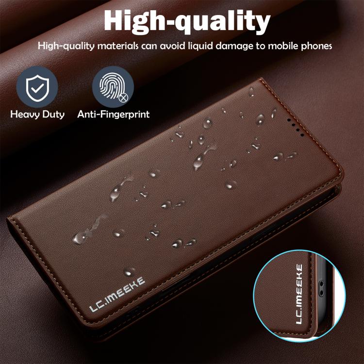 For iPhone 17 Pro Max LC.IMEEKE L1 Series Frosted Fine Texture PU Phone Case(Brown) by LC.IMEEKE