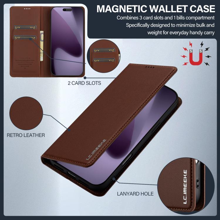 For iPhone 17 Pro Max LC.IMEEKE L1 Series Frosted Fine Texture PU Phone Case(Brown) by LC.IMEEKE