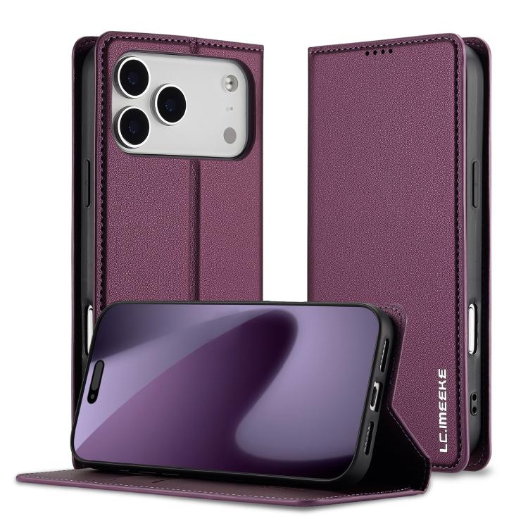 For iPhone 17 Pro Max LC.IMEEKE L1 Series Frosted Fine Texture PU Phone Case(Purple) by LC.IMEEKE