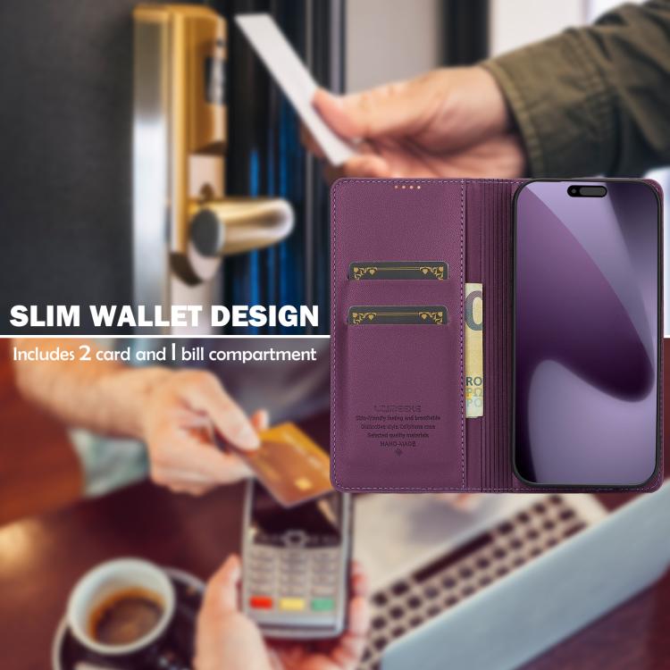 For iPhone 17 Pro Max LC.IMEEKE L1 Series Frosted Fine Texture PU Phone Case(Purple) by LC.IMEEKE