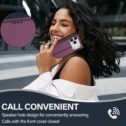 For iPhone 17 Pro Max LC.IMEEKE L1 Series Frosted Fine Texture PU Phone Case(Purple) by LC.IMEEKE