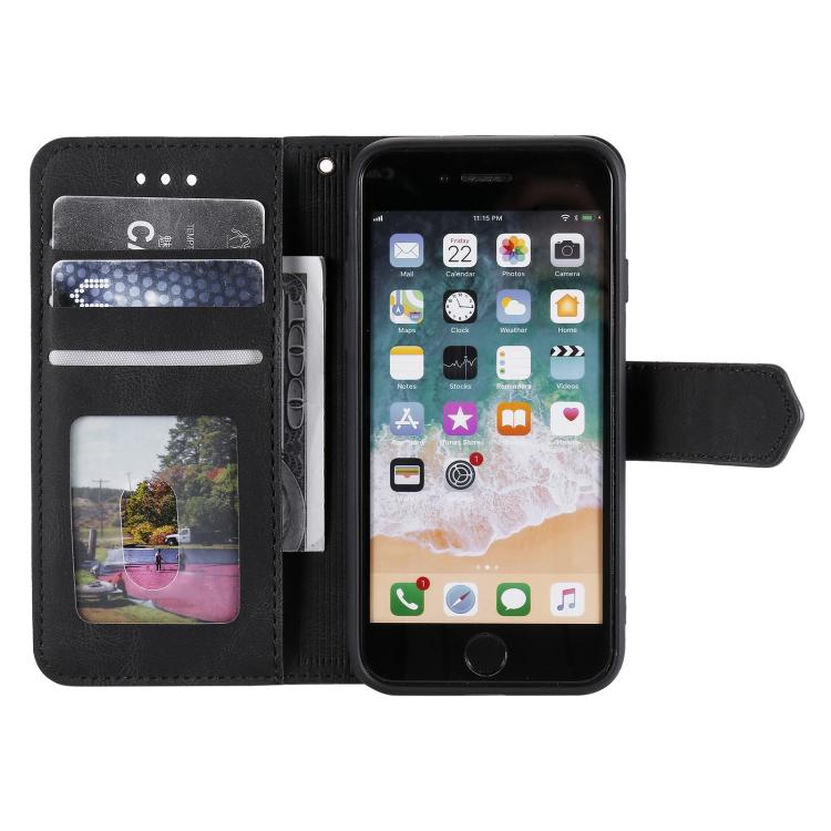 For iPhone 16e Nail Skin Feel Stitching Calf Texture Leather Phone Case(Black) by bashfashion