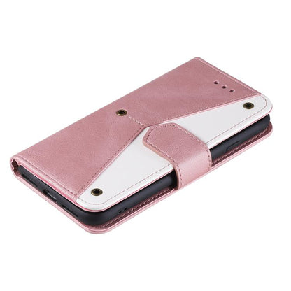 For iPhone 16e Nail Skin Feel Stitching Calf Texture Leather Phone Case(Rose Gold) by bashfashion