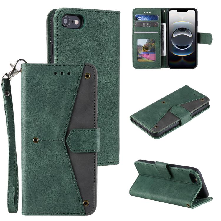 For iPhone 16e Nail Skin Feel Stitching Calf Texture Leather Phone Case(Green) by bashfashion