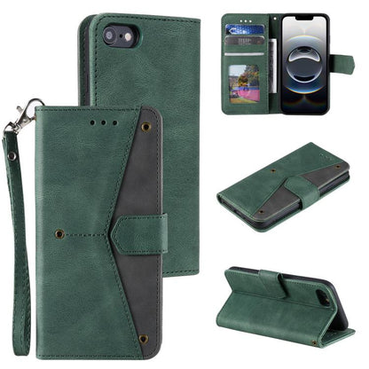 For iPhone 16e Nail Skin Feel Stitching Calf Texture Leather Phone Case(Green) by bashfashion