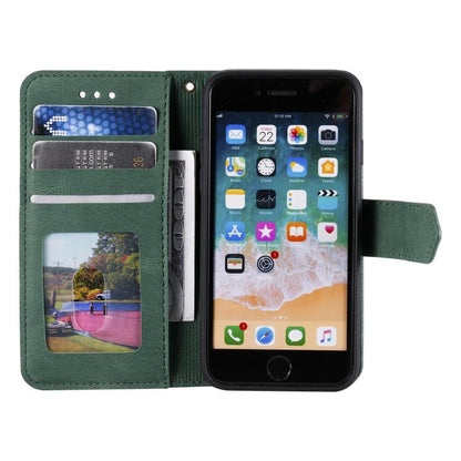 For iPhone 16e Nail Skin Feel Stitching Calf Texture Leather Phone Case(Green) by bashfashion