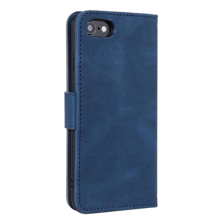 For iPhone 16e Nail Skin Feel Stitching Calf Texture Leather Phone Case(Blue) by bashfashion