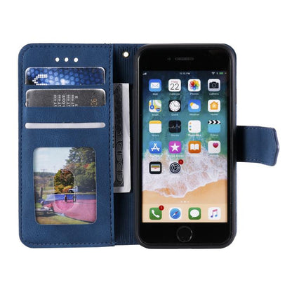 For iPhone 16e Nail Skin Feel Stitching Calf Texture Leather Phone Case(Blue) by bashfashion