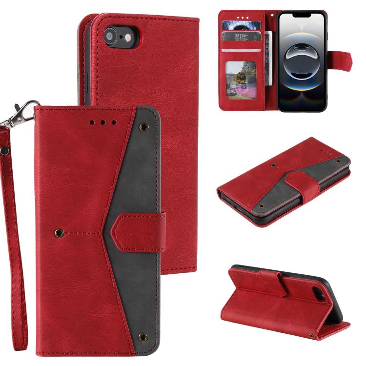 For iPhone 16e Nail Skin Feel Stitching Calf Texture Leather Phone Case(Red) by bashfashion