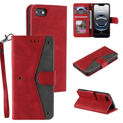 For iPhone 16e Nail Skin Feel Stitching Calf Texture Leather Phone Case(Red) by bashfashion