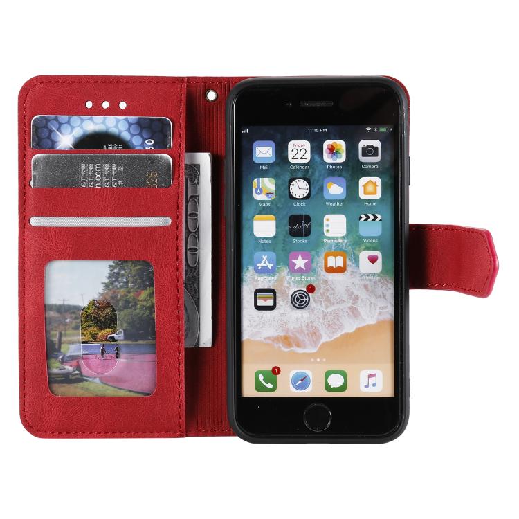 For iPhone 16e Nail Skin Feel Stitching Calf Texture Leather Phone Case(Red) by bashfashion