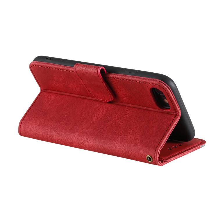 For iPhone 16e Nail Skin Feel Stitching Calf Texture Leather Phone Case(Red) by bashfashion