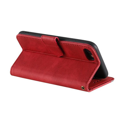For iPhone 16e Nail Skin Feel Stitching Calf Texture Leather Phone Case(Red) by bashfashion
