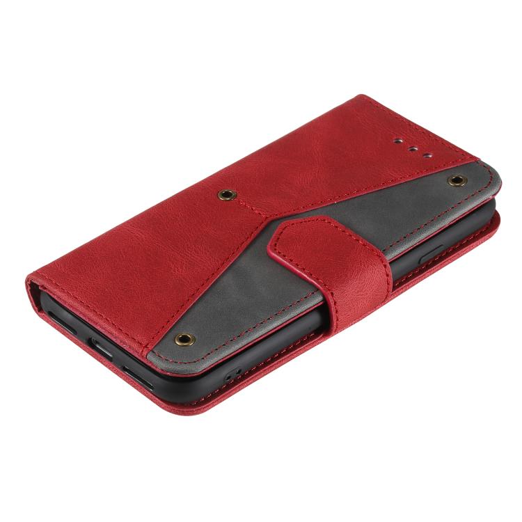 For iPhone 16e Nail Skin Feel Stitching Calf Texture Leather Phone Case(Red) by bashfashion