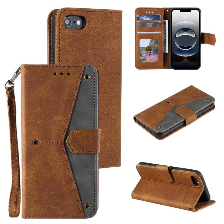 For iPhone 16e Nail Skin Feel Stitching Calf Texture Leather Phone Case(Brown) by bashfashion