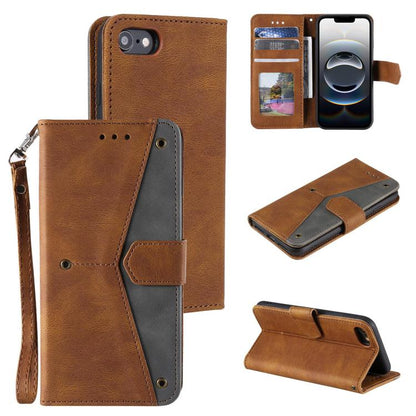For iPhone 16e Nail Skin Feel Stitching Calf Texture Leather Phone Case(Brown) by bashfashion