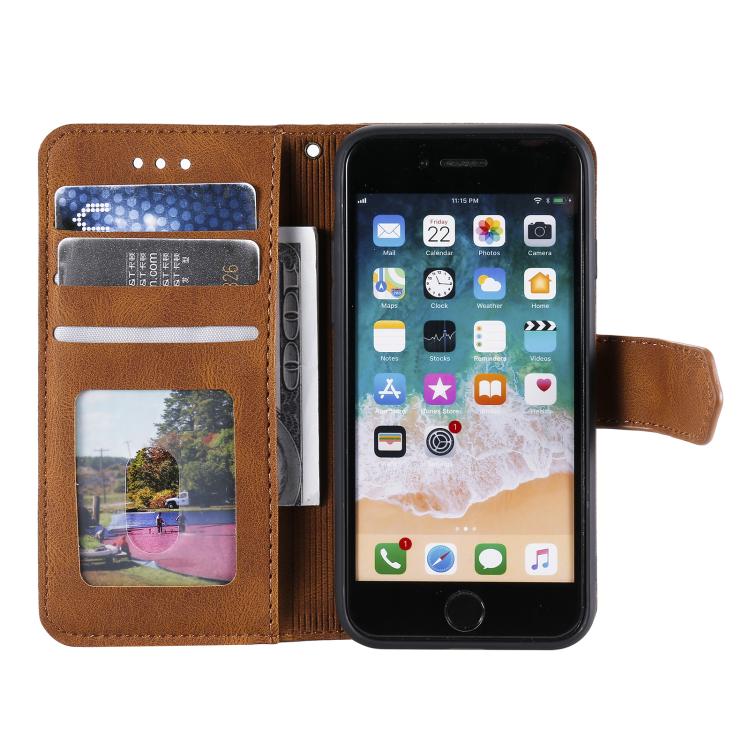 For iPhone 16e Nail Skin Feel Stitching Calf Texture Leather Phone Case(Brown) by bashfashion