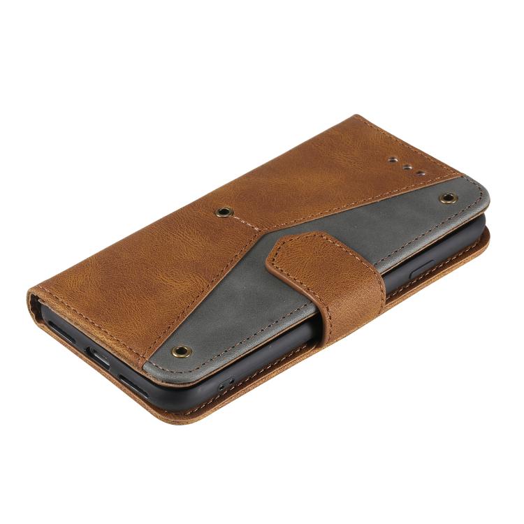 For iPhone 16e Nail Skin Feel Stitching Calf Texture Leather Phone Case(Brown) by bashfashion