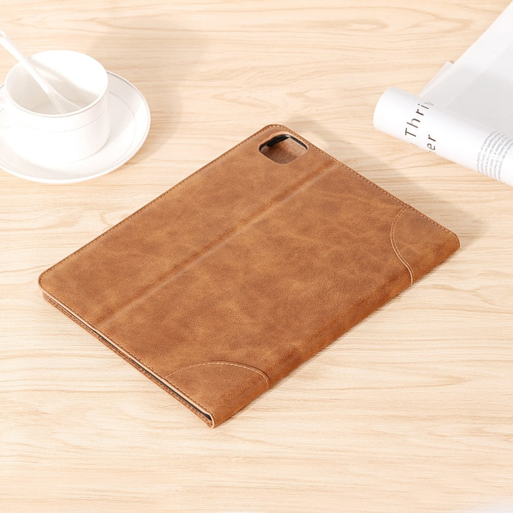 Retro Book Style Leather Tablet Case For iPad Pro 13 2025 / 2024(Brown) by bashfashion