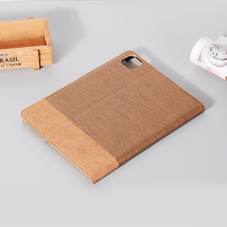 For iPad Pro 11 2025 / 2024 Cross Texture Stitching Leather Tablet Case(Light Brown) by bashfashion