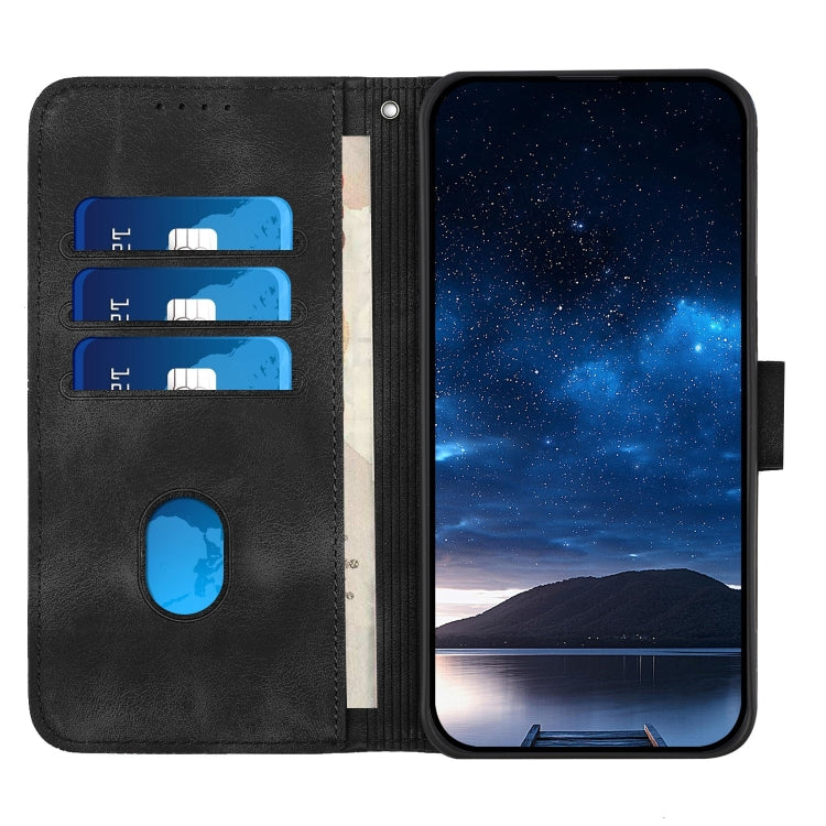 For iPhone 16e YX0080 Grid Butterfly Embossed Pattern Flip Leather Phone Case with Lanyard(Black) by bashfashion