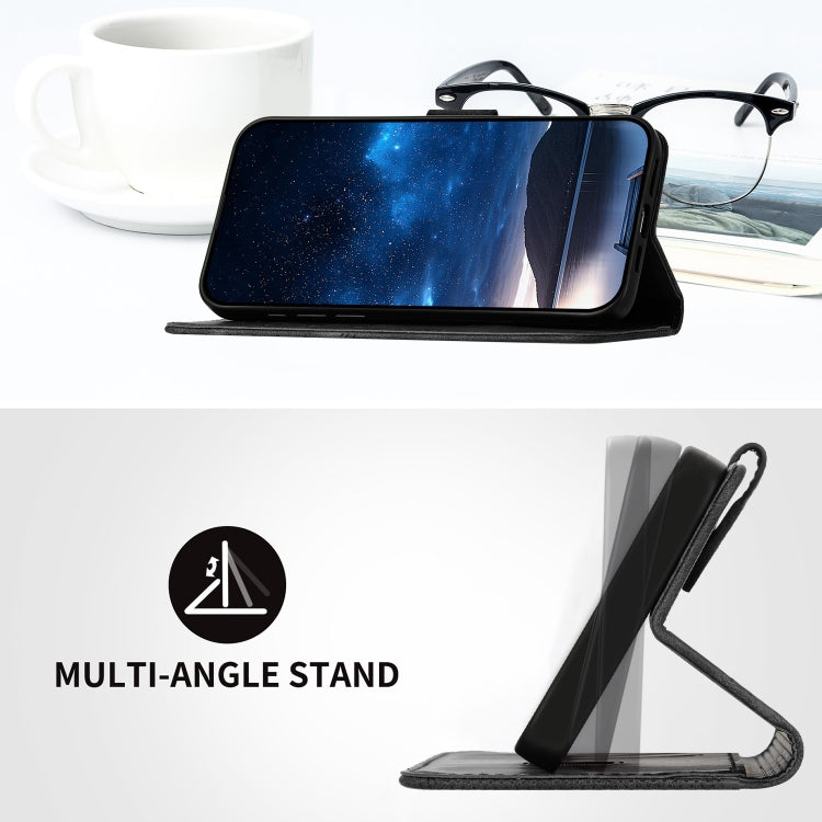 For iPhone 16e YX0080 Grid Butterfly Embossed Pattern Flip Leather Phone Case with Lanyard(Black) by bashfashion