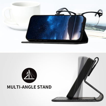 For iPhone 16e YX0080 Grid Butterfly Embossed Pattern Flip Leather Phone Case with Lanyard(Black) by bashfashion