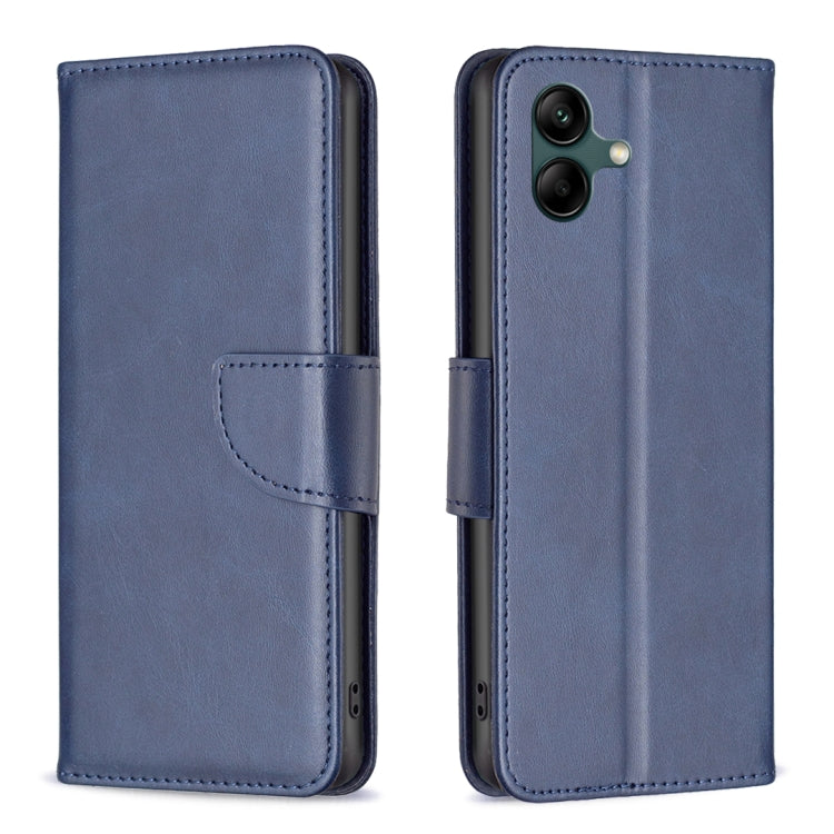 For Samsung Galaxy A06 Lambskin Texture Pure Color Flip Leather Phone Case(Blue) by bashfashion