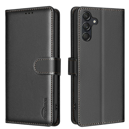 For Samsung Galaxy A56 5G Litchi Texture RFID Anti-theft Leather Phone Case(Black) by bashfashion