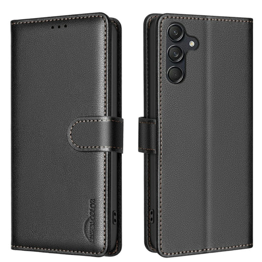 For Samsung Galaxy A56 5G Litchi Texture RFID Anti-theft Leather Phone Case(Black) by bashfashion