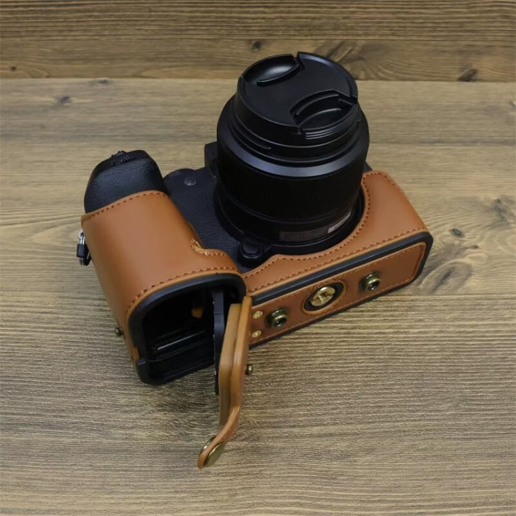 For FUJIFILM X-S20 Full Body Leather Camera Case Bag with Strap(Brown) by bashfashion