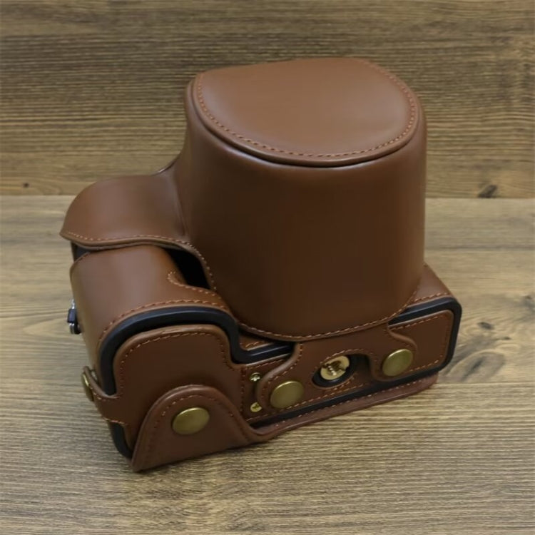 For FUJIFILM X-S20 Full Body Leather Camera Case Bag with Strap(Coffee) by bashfashion