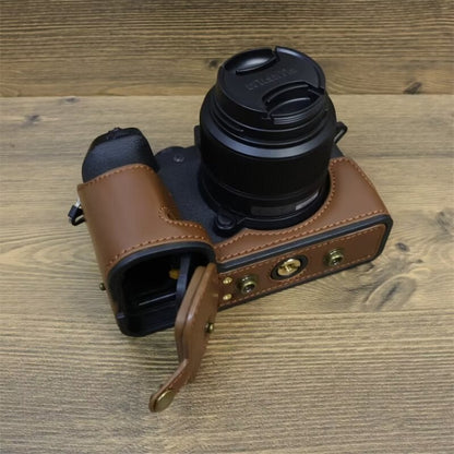 For FUJIFILM X-S20 Full Body Leather Camera Case Bag with Strap(Coffee) by bashfashion
